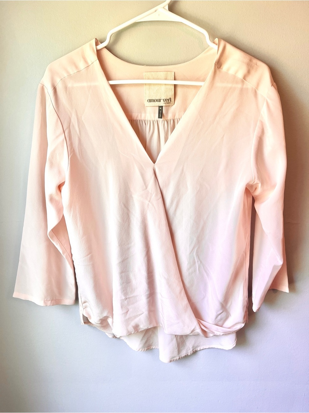 Amour Vert Silk Light Blush Wrap Blouse